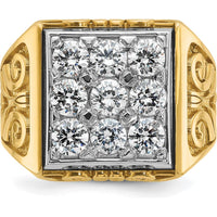 14K Two-Tone Gold Men's Diamond Cluster Ring with Textured Scroll Design - 2 Carat Total Diamond Weight by IBGoodman