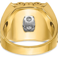 14K Two-Tone Gold Men's Diamond Cluster Ring with Textured Scroll Design - 2 Carat Total Diamond Weight by IBGoodman