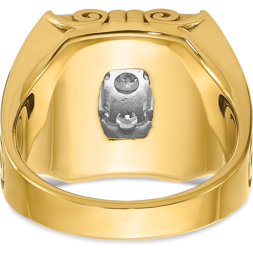 14K Two-Tone Gold Men's Diamond Cluster Ring with Textured Scroll Design - 2 Carat Total Diamond Weight by IBGoodman