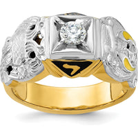 14K Two-Tone Gold Men's Diamond Double Eagle Masonic Ring with Multi-Color Enamel - 0.349 Carats Diamond Weight by IBGoodman