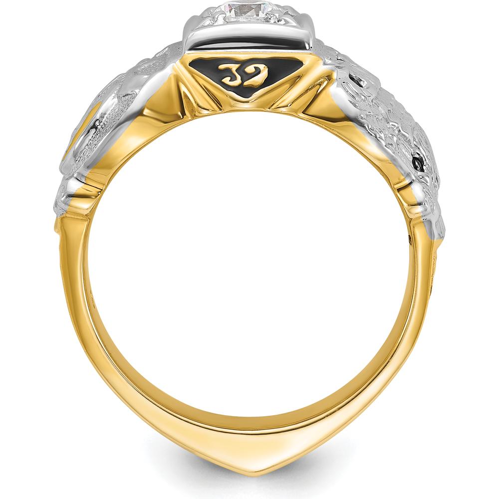 14K Two-Tone Gold Men's Diamond Double Eagle Masonic Ring with Multi-Color Enamel - 0.349 Carats Diamond Weight by IBGoodman