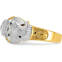 14K Two-Tone Gold Men's Diamond Double Eagle Masonic Ring with Multi-Color Enamel - 0.349 Carats Diamond Weight by IBGoodman