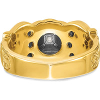 14K Two-Tone Gold Men's Diamond Double Eagle Masonic Ring with Multi-Color Enamel - 0.349 Carats Diamond Weight by IBGoodman
