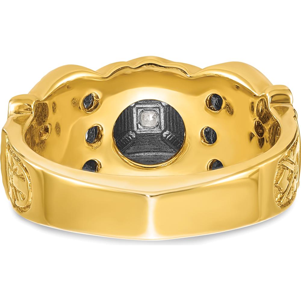 14K Two-Tone Gold Men's Diamond Double Eagle Masonic Ring with Multi-Color Enamel - 0.349 Carats Diamond Weight by IBGoodman