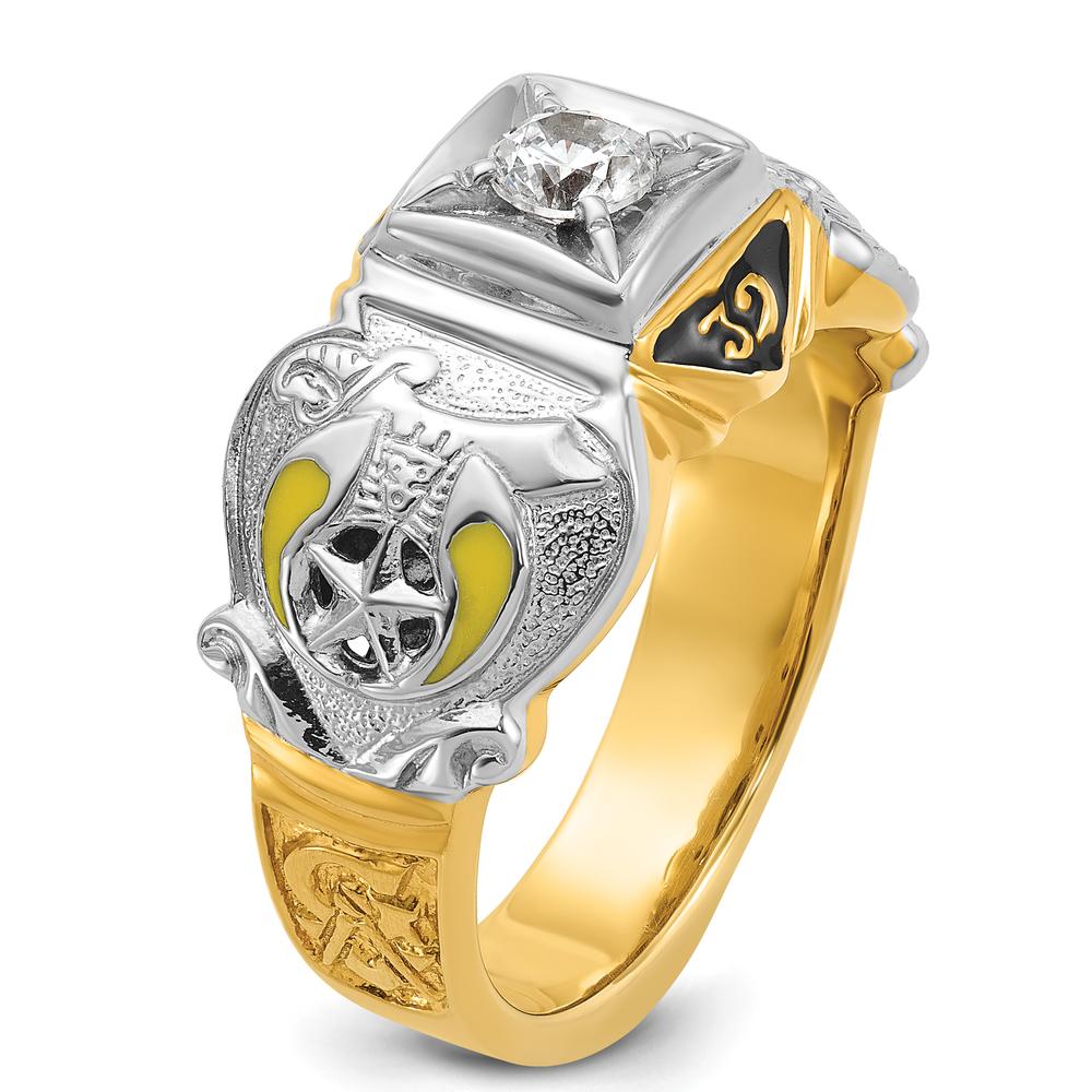 14K Two-Tone Gold Men's Diamond Double Eagle Masonic Ring with Multi-Color Enamel - 0.349 Carats Diamond Weight by IBGoodman