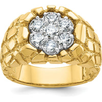 14K Two-Tone Gold Men's Diamond Nugget Cluster Ring with 7 Round Diamonds - 0.15 Carats Total Diamond Weight by IBGoodman