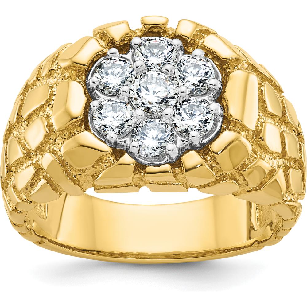 14K Two-Tone Gold Men's Diamond Nugget Cluster Ring with 7 Round Diamonds - 0.15 Carats Total Diamond Weight by IBGoodman