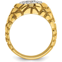 14K Two-Tone Gold Men's Diamond Nugget Cluster Ring with 7 Round Diamonds - 0.15 Carats Total Diamond Weight by IBGoodman