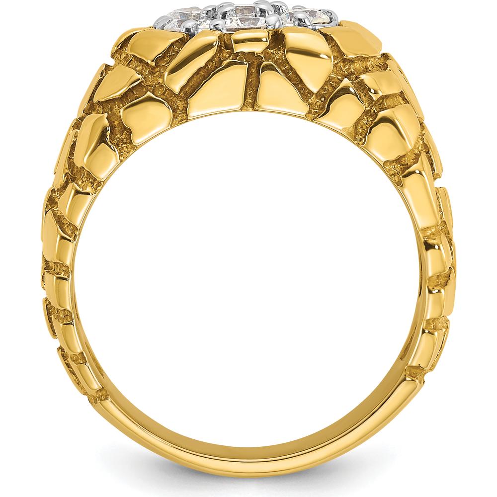 14K Two-Tone Gold Men's Diamond Nugget Cluster Ring with 7 Round Diamonds - 0.15 Carats Total Diamond Weight by IBGoodman