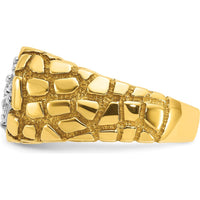 14K Two-Tone Gold Men's Diamond Nugget Cluster Ring with 7 Round Diamonds - 0.15 Carats Total Diamond Weight by IBGoodman