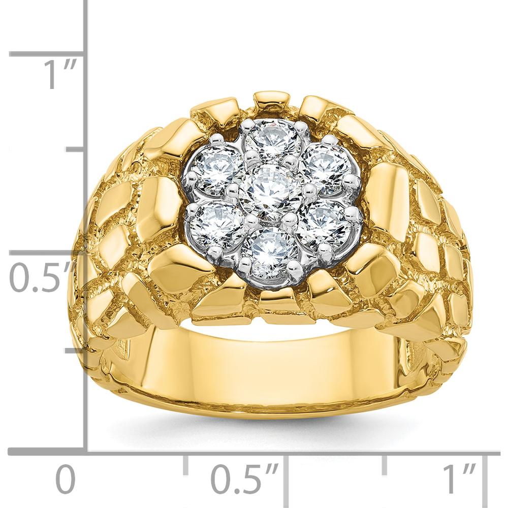 14K Two-Tone Gold Men's Diamond Nugget Cluster Ring with 7 Round Diamonds - 0.15 Carats Total Diamond Weight by IBGoodman