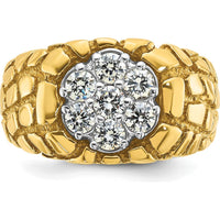 14K Two-Tone Gold Men's Diamond Nugget Cluster Ring with 7 Round Diamonds - 0.15 Carats Total Diamond Weight by IBGoodman