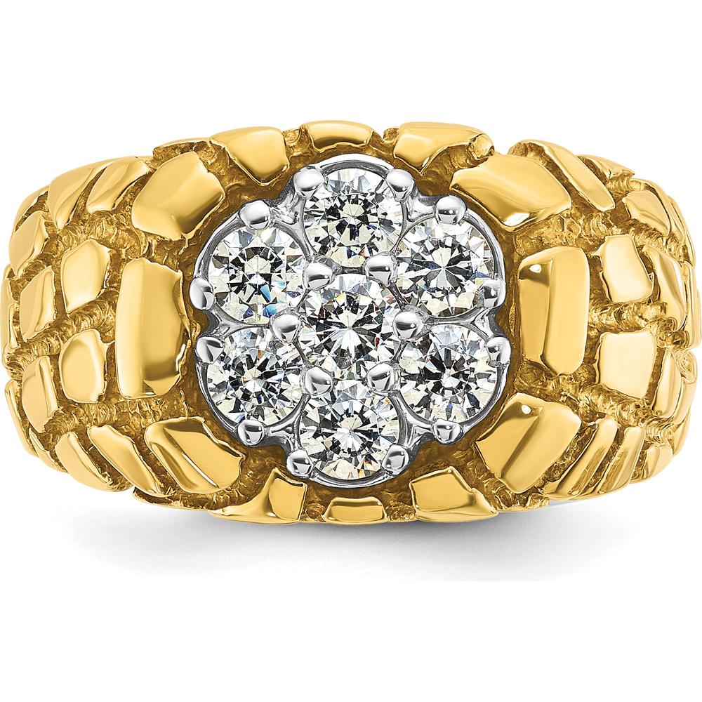 14K Two-Tone Gold Men's Diamond Nugget Cluster Ring with 7 Round Diamonds - 0.15 Carats Total Diamond Weight by IBGoodman