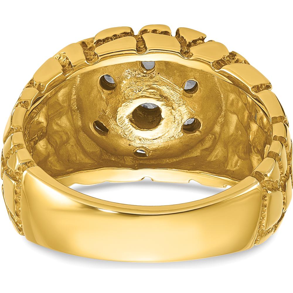 14K Two-Tone Gold Men's Diamond Nugget Cluster Ring with 7 Round Diamonds - 0.15 Carats Total Diamond Weight by IBGoodman