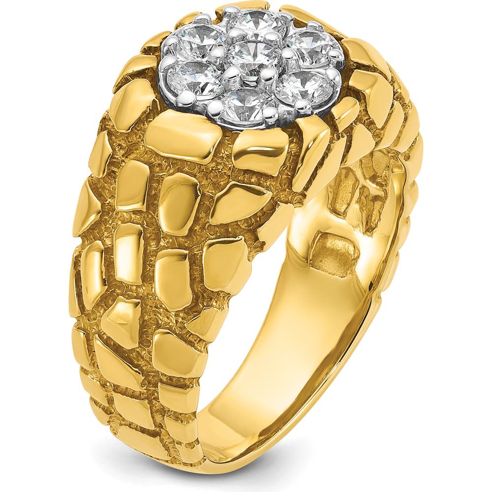 14K Two-Tone Gold Men's Diamond Nugget Cluster Ring with 7 Round Diamonds - 0.15 Carats Total Diamond Weight by IBGoodman