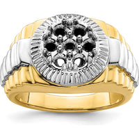 14K Two-Tone Gold Men's Diamond Ring Mounting with Round Side Stone Settings - 1 Carat Total Diamond Weight by 0