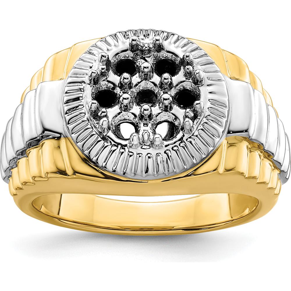 14K Two-Tone Gold Men's Diamond Ring Mounting with Round Side Stone Settings - 1 Carat Total Diamond Weight by 0