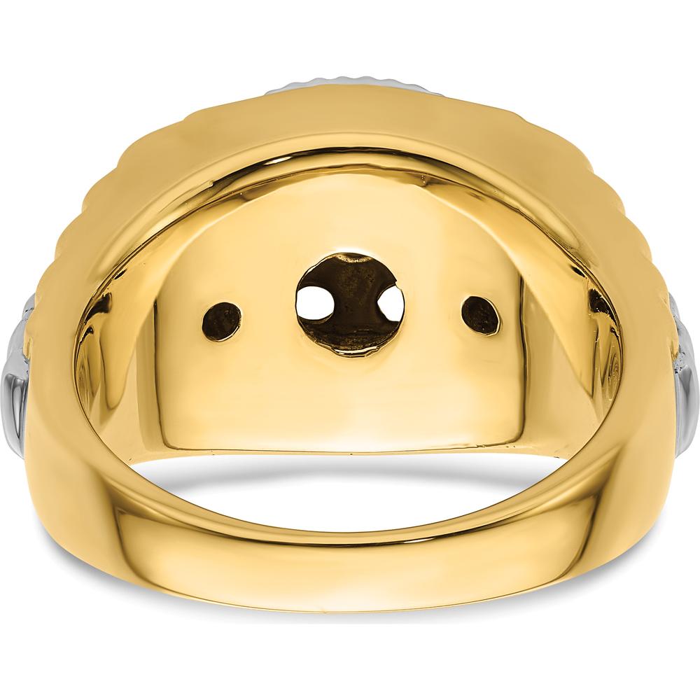 14K Two-Tone Gold Men's Diamond Ring Mounting with Round Side Stone Settings - 1 Carat Total Diamond Weight by 0