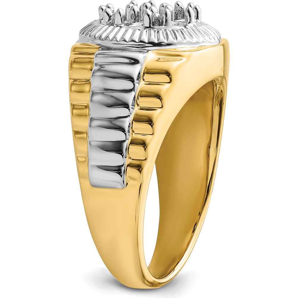 14K Two-Tone Gold Men's Diamond Ring Mounting with Round Side Stone Settings - 1 Carat Total Diamond Weight by 0