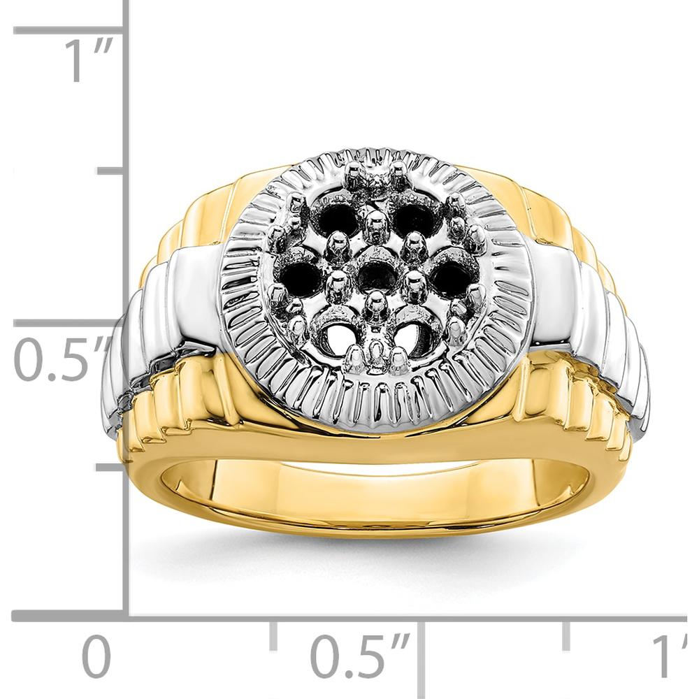 14K Two-Tone Gold Men's Diamond Ring Mounting with Round Side Stone Settings - 1 Carat Total Diamond Weight by 0