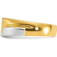 14K Two-Tone Gold Men's Diamond Ring with Grooved Design and 0.15 Carats Total Diamond Weight by IBGoodman