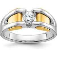 14K Two-Tone Gold Men's Diamond Ring with Prong Set Round Diamond - 0.50 Carats Total Diamond Weight by IBGoodman
