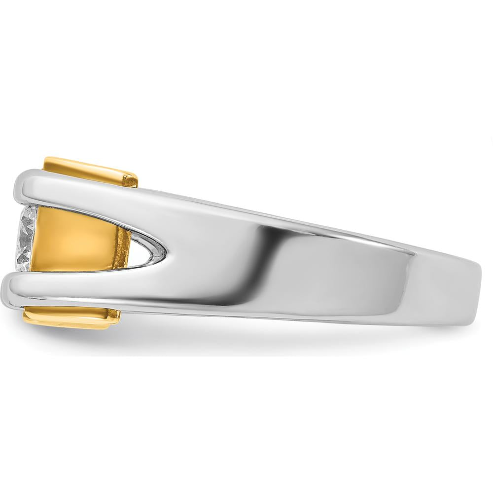 14K Two-Tone Gold Men's Diamond Ring with Prong Set Round Diamond - 0.50 Carats Total Diamond Weight by IBGoodman