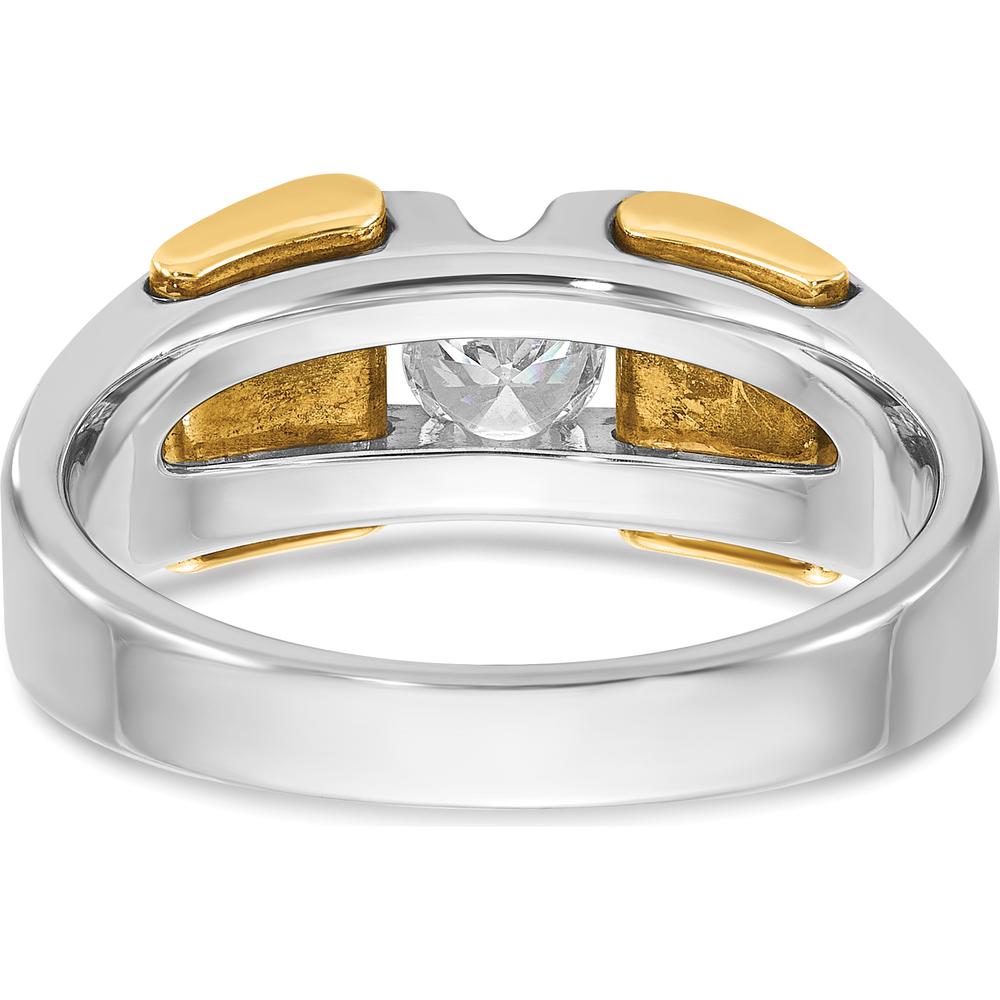14K Two-Tone Gold Men's Diamond Ring with Prong Set Round Diamond - 0.50 Carats Total Diamond Weight by IBGoodman