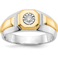 14K Two-Tone Gold Men's Diamond Ring with Round Natural Diamond - 0.1 Carat Total Diamond Weight by 0