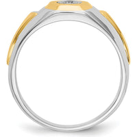 14K Two-Tone Gold Men's Diamond Ring with Round Natural Diamond - 0.1 Carat Total Diamond Weight by 0
