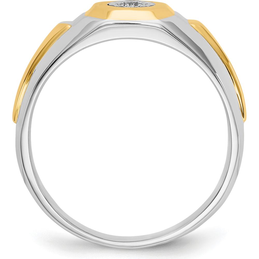 14K Two-Tone Gold Men's Diamond Ring with Round Natural Diamond - 0.1 Carat Total Diamond Weight by 0