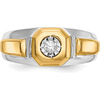 14K Two-Tone Gold Men's Diamond Ring with Round Natural Diamond - 0.1 Carat Total Diamond Weight by 0