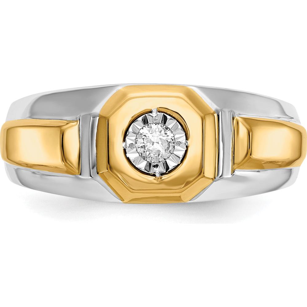 14K Two-Tone Gold Men's Diamond Ring with Round Natural Diamond - 0.1 Carat Total Diamond Weight by 0