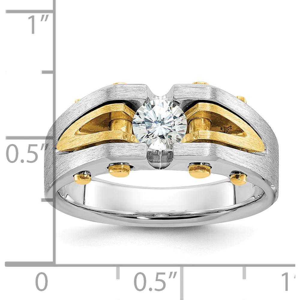 14K Two-Tone Gold Men's Diamond Ring with Satin and Polished Finish - Round Diamond Setting by IBGoodman