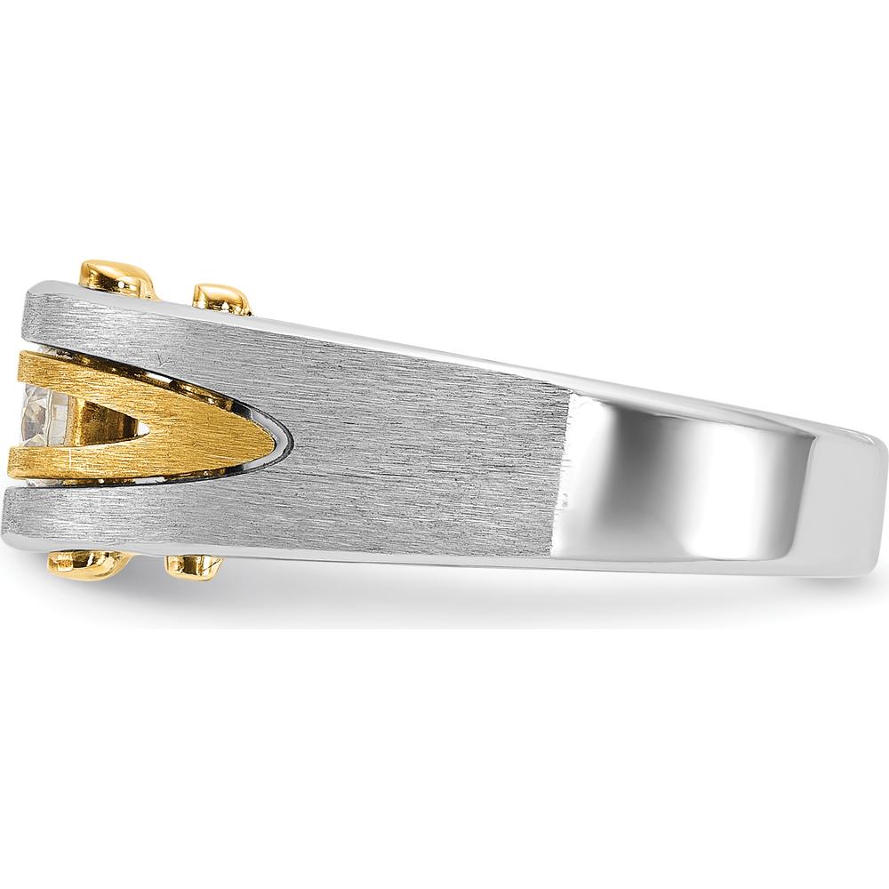 14K Two-Tone Gold Men's Diamond Ring with Satin and Polished Finish - Round Diamond Setting by IBGoodman