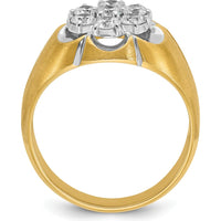 14K Two-Tone Gold Men's Diamond Round Cluster Band Ring with Polished Satin and Grooved Design - 1.00 Carats Total Diamond Weight by IBGoodman