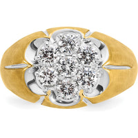 14K Two-Tone Gold Men's Diamond Round Cluster Band Ring with Polished Satin and Grooved Design - 1.00 Carats Total Diamond Weight by IBGoodman