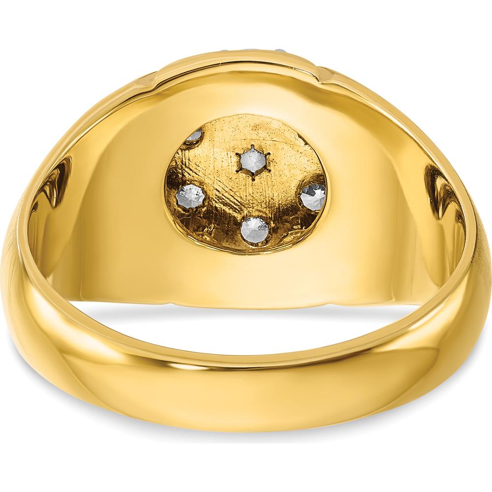 14K Two-Tone Gold Men's Diamond Round Cluster Band Ring with Polished Satin and Grooved Design - 1.00 Carats Total Diamond Weight by IBGoodman