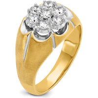 14K Two-Tone Gold Men's Diamond Round Cluster Band Ring with Polished Satin and Grooved Design - 1.00 Carats Total Diamond Weight by IBGoodman