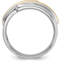 14K Two-Tone Gold Men's Five Stone Ring Mounting - Polished Finish by Oro Pregiato