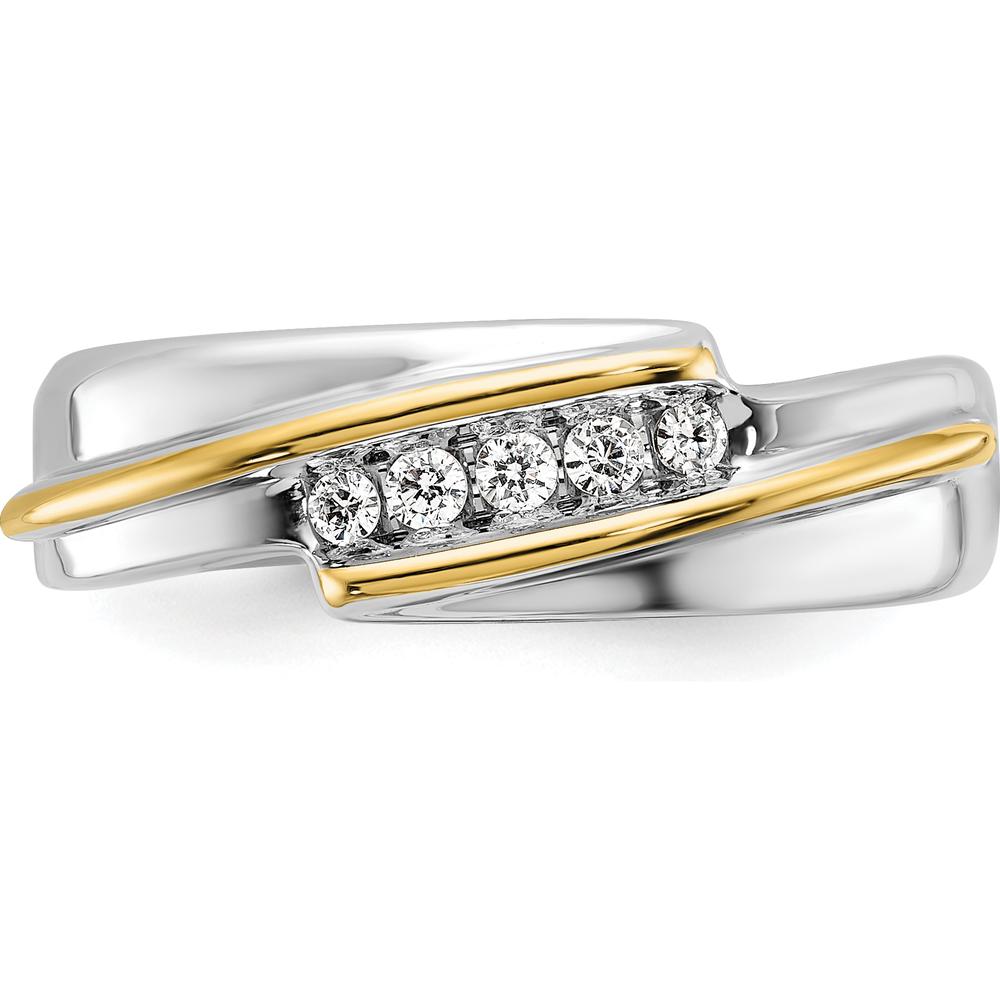 14K Two-Tone Gold Men's Five Stone Ring Mounting - Polished Finish by Oro Pregiato