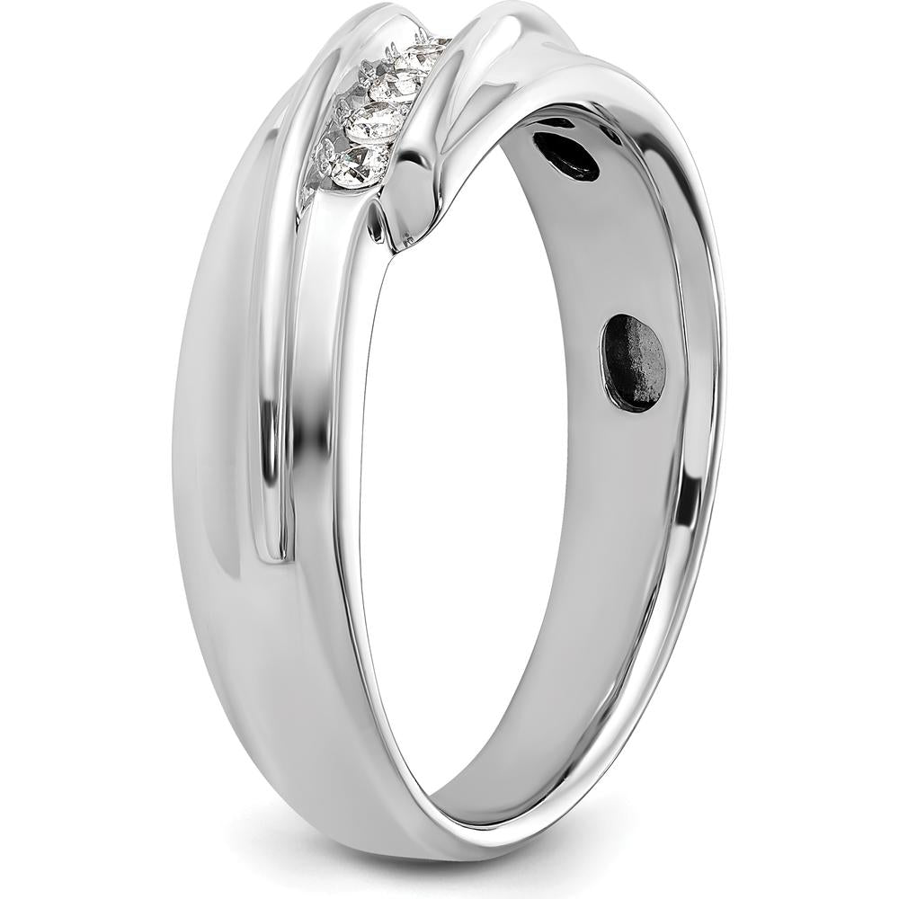 14K Two-Tone Gold Men's Five Stone Ring Mounting - Polished Finish by Oro Pregiato
