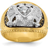 14K Two-Tone Gold Men's Masonic Ring with Diamond Eagle Design