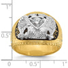 14K Two-Tone Gold Men's Masonic Ring with Diamond Eagle Design