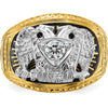 14K Two-Tone Gold Men's Masonic Ring with Diamond Eagle Design