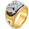 14K Two-Tone Gold Men's Masonic Ring with Diamond Eagle Design