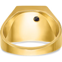 14K Two-Tone Gold Men's Masonic Ring with Lab-Created Blue Sapphire and Round Diamond Accent - 12x10 mm Sapphire, 0.015 Carat Diamond by IBGoodman