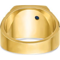 14K Two-Tone Gold Men's Masonic Ring with Lab Created Sapphire and Diamond - 0.015 Carats Total Diamond Weight by IBGoodman