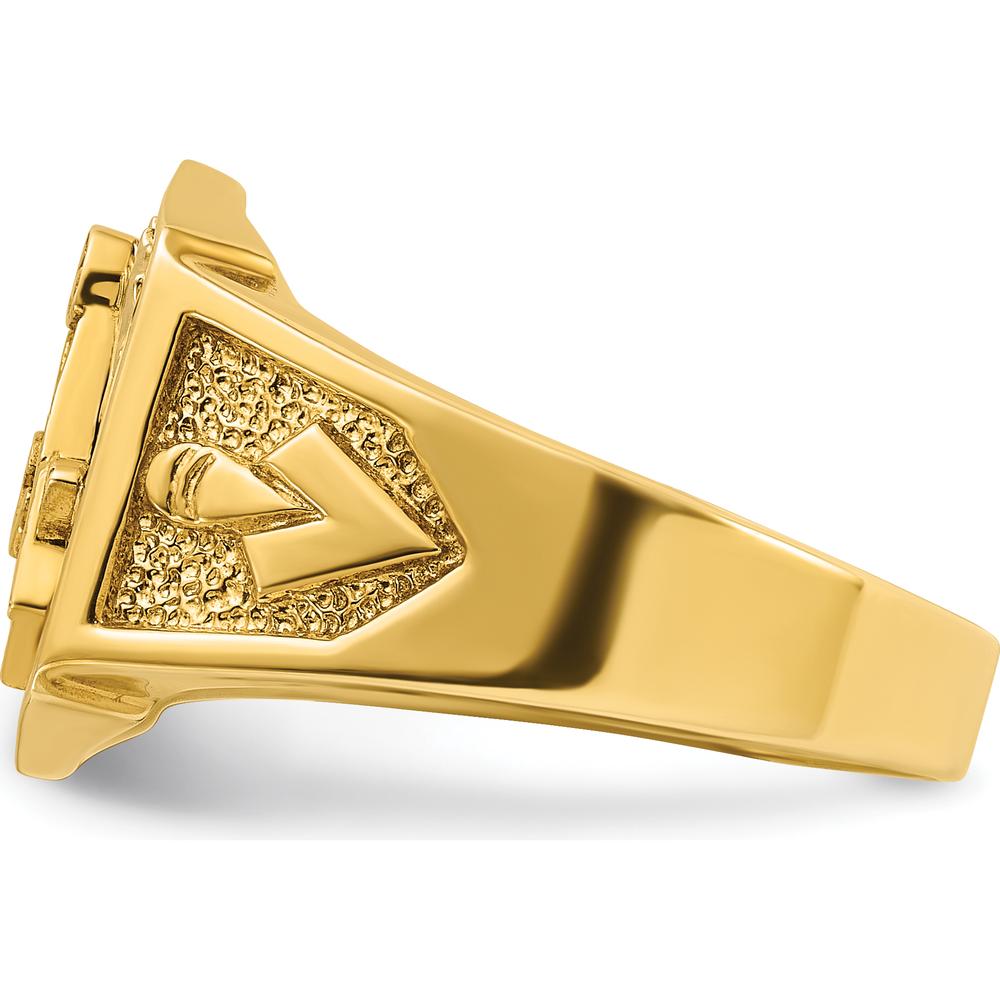 14K Two-Tone Gold Men's Masonic Ring with Sun Ray Design - 15.7mm Band Width by IBGoodman