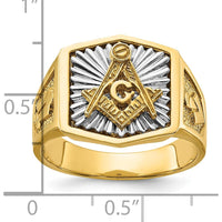 14K Two-Tone Gold Men's Masonic Ring with Sun Ray Design - 15.7mm Band Width by IBGoodman